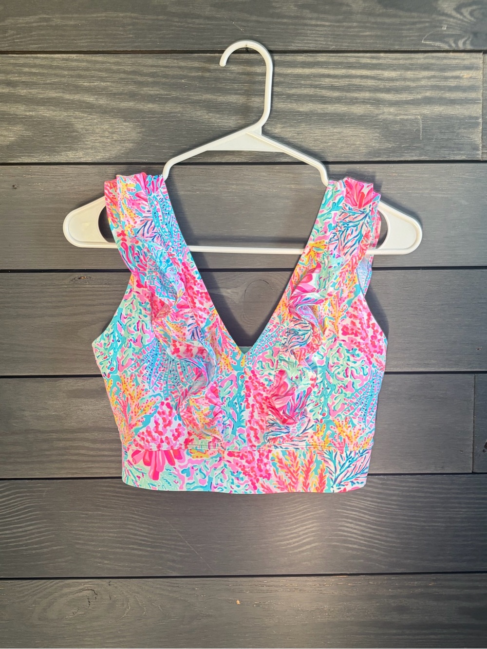 Lilly Pulitzer Pink Multi Floral V-Neck Crop Top